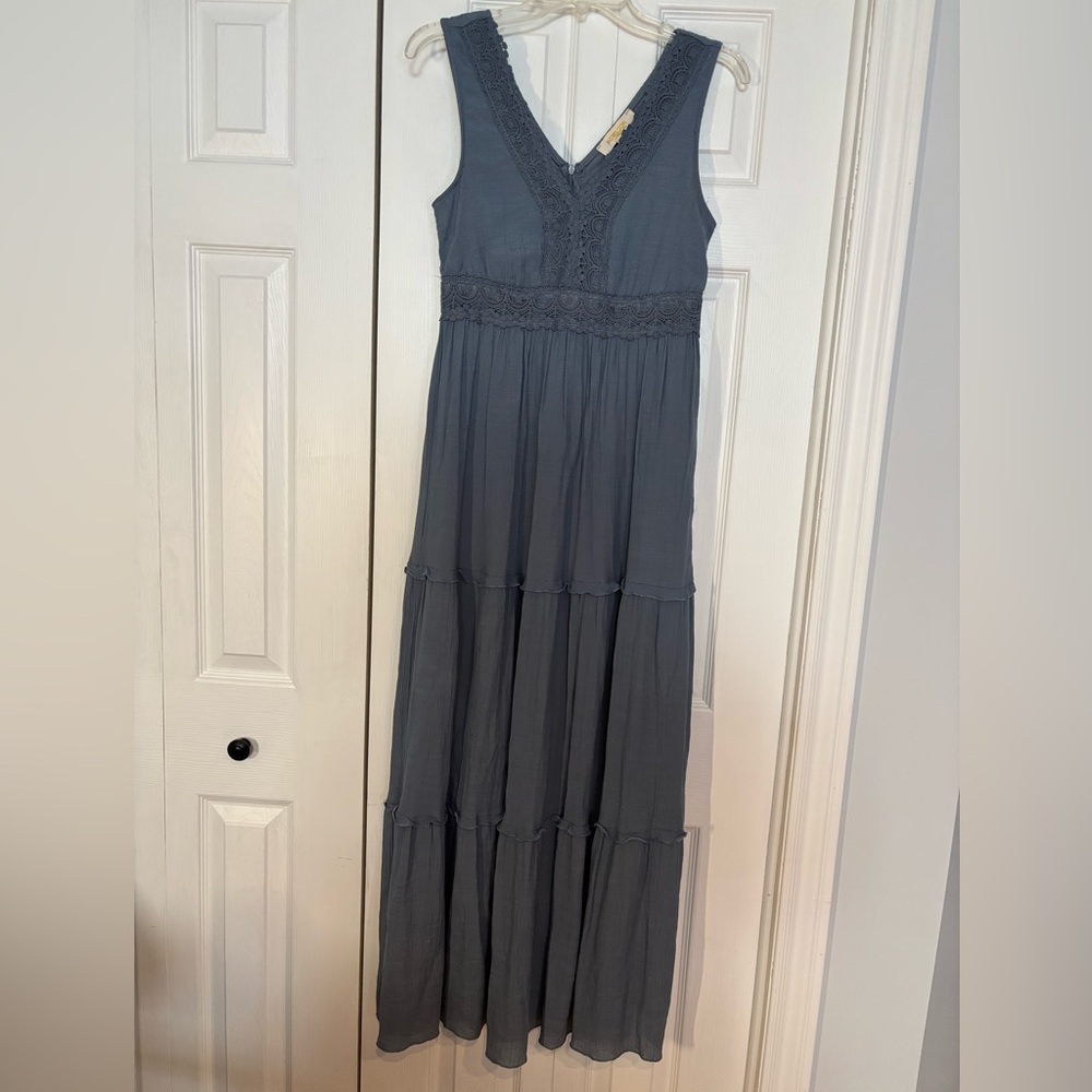 Rebellion Blue Sleeveless V-Neck Maxi Sundress - Picture 2 of 5